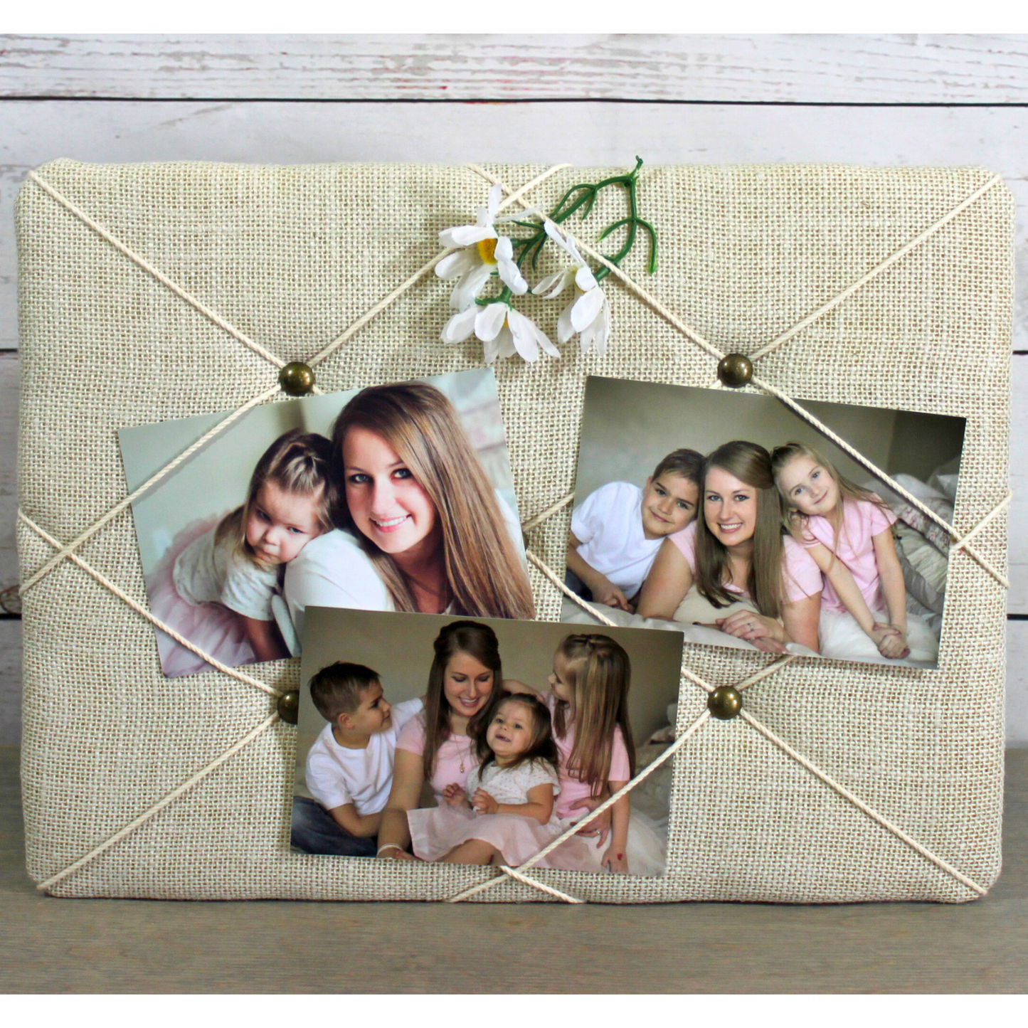 White Burlap Picture Board