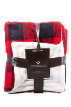 Load image into Gallery viewer, Buffalo Plaid Reversible Velvet Sherpa Throw
